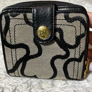 TOUS canvas and black leather trim wallet